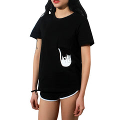 Cat Lovers Pocket Summer T Shirt - Apparel Store Online