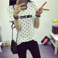 Girls O-neck Polka Dotted Printed Tshirt - Apparel Store Online