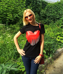 Women Plus Size Tassel Heart T-Shirt - Apparel Store Online