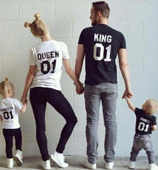 Family King Queen Letter Print Shirt - Apparel Store Online